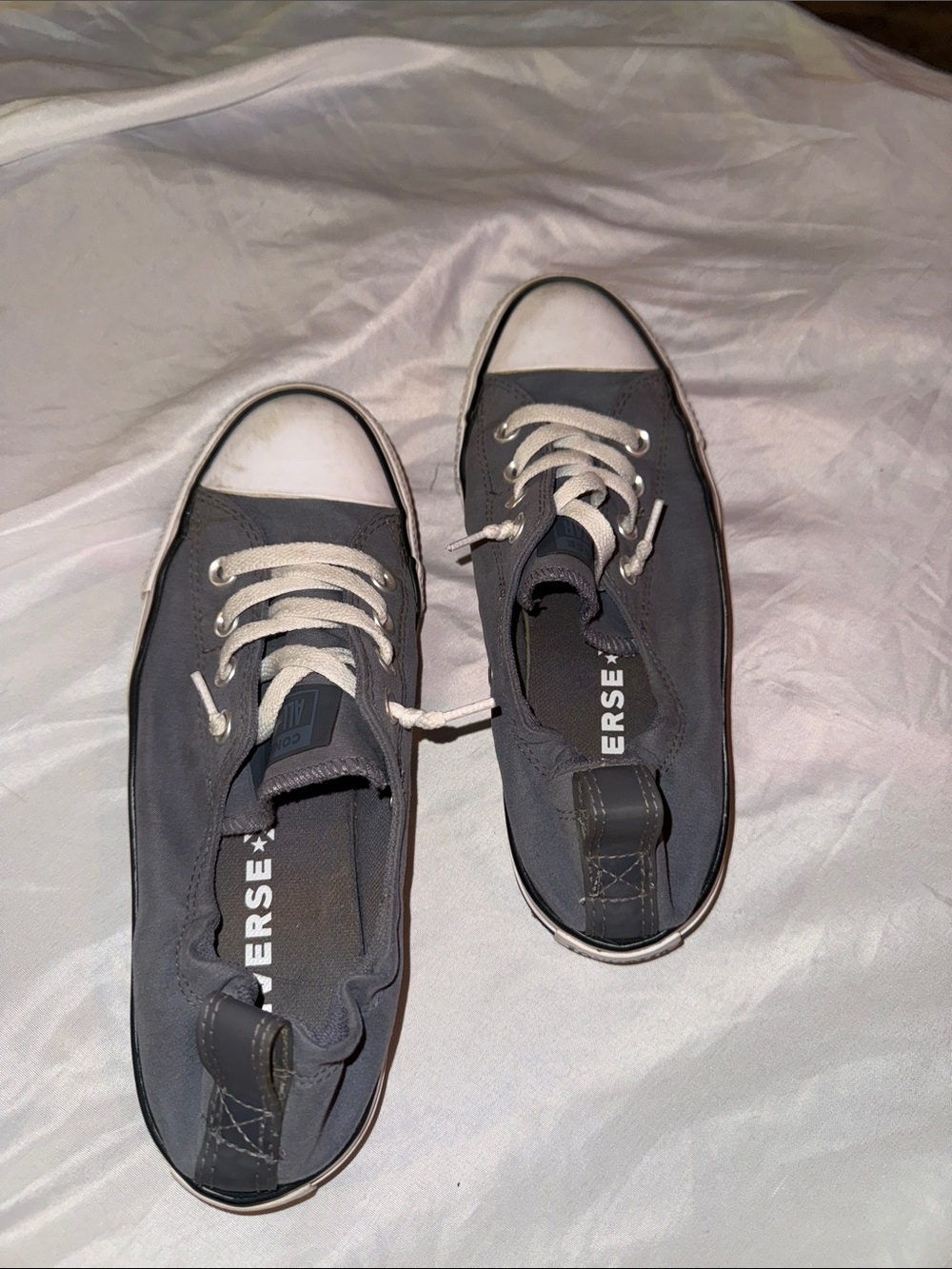 Converse Women’s Canvas Sneakers - Gray with White Toe- size 8